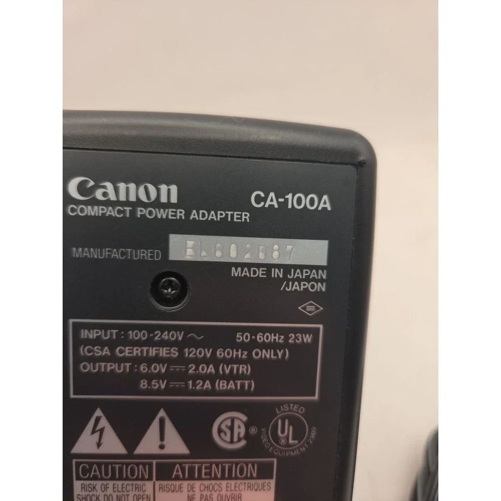Genuine Original Canon CA-100A Camcorder Battery Charger w/DC-100 Adapter Tested